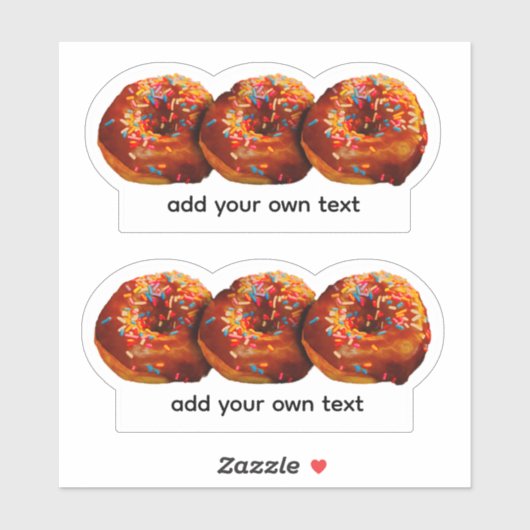Donuts Met Strooisel Voeg Eigen Tekst Toe Aangepas Sticker (Vel)