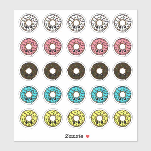 Donuts met verschillende Frostings en Sprinkles Sticker (Vel)