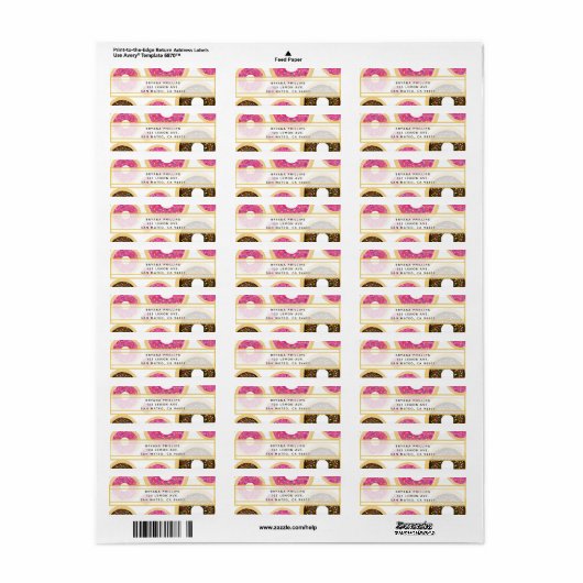 Donuts Modern Birthday Party Etiket (Full Sheet)