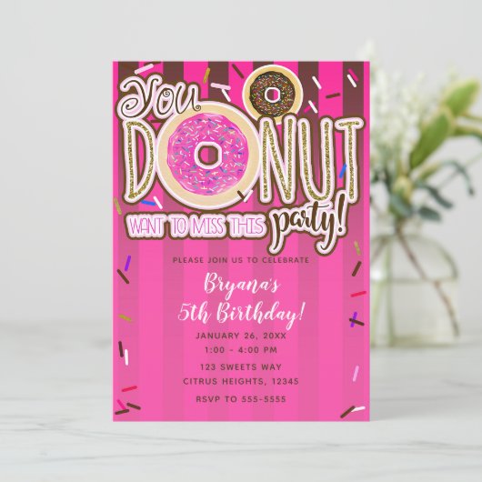 Donuts Modern Birthday Party Kaart (Staand voorkant)