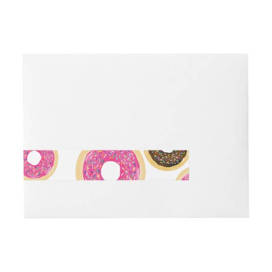 Donuts Modern Birthday Party Omwikkelbaar Adreslabel (Voorkant)