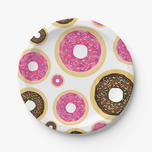 Donuts Modern Birthday Party Papieren Bordje (Voorkant)