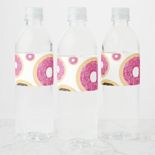 Donuts Modern Birthday Party Waterfles Etiket (Flessen)