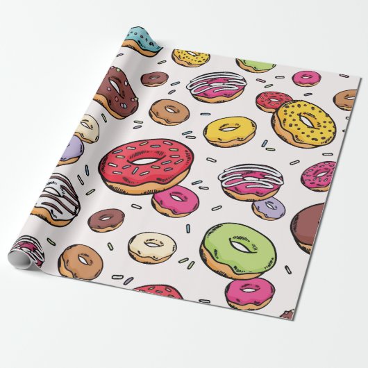 Donuts naadloos patroon cadeaupapier (Uitgerold)