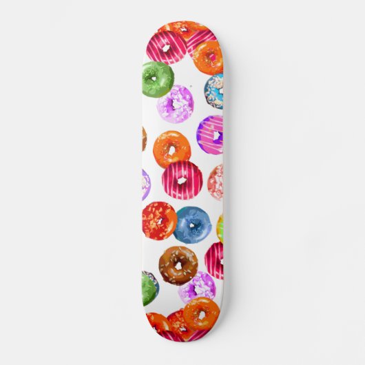 Donuts naadloos patroon + jouw achtergrond & ideeë skateboard (Voorkant)