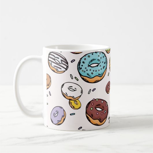 Donuts naadloos patroon koffiemok (Links)