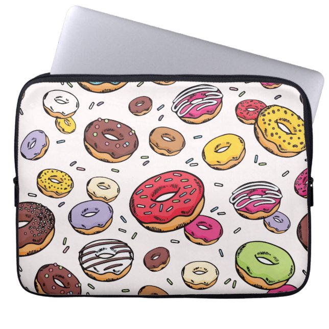 Donuts naadloos patroon laptop sleeve (Voorkant)