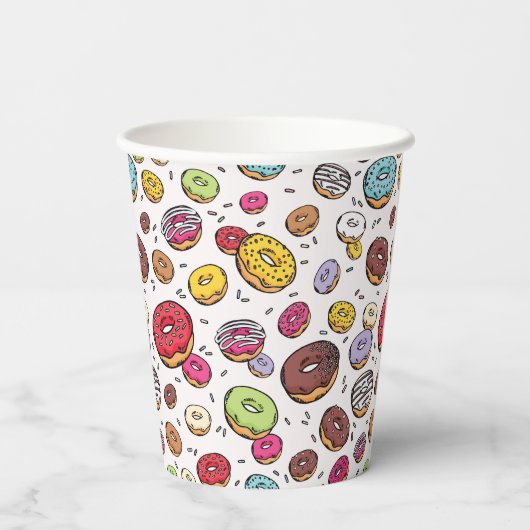Donuts naadloos patroon papieren bekers (Achterkant)
