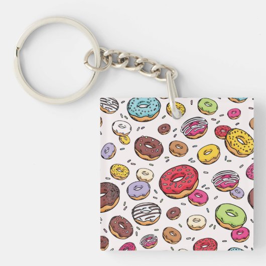 Donuts naadloos patroon sleutelhanger (Voorkant)