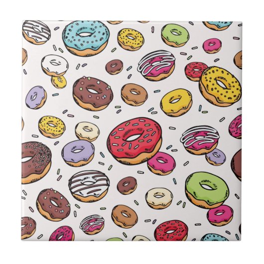 Donuts naadloos patroon tegeltje (Voorkant)