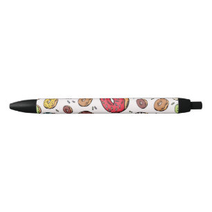 Donuts naadloos patroon zwarte inkt pen