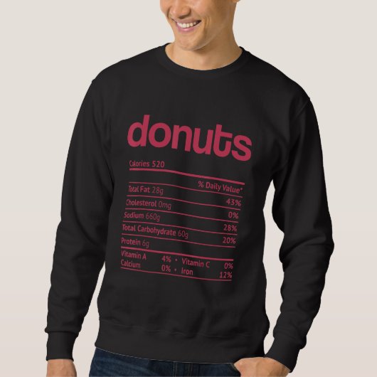 Donuts Nutrition Fact Thanksgiving Kerstmis Trui (Voorkant)