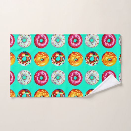 Donuts on turquoise bad handdoek (Handdoek)