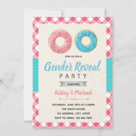 Donuts onthullen uitnodiging voor een feestje (Voorkant)