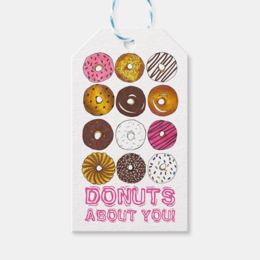 Donuts over je Valentijnsdag Donut Gift Labels Cadeaulabel (Voorkant)