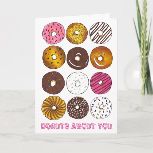 Donuts Over jou Valentijnsdag Love Donut Kaart (Voorkant)