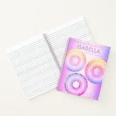 Donuts paarse roze regenboog glitter glam naam notitieboek (Binnen)