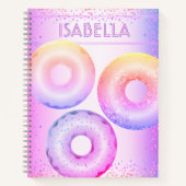 Donuts paarse roze regenboog glitter glam naam notitieboek (Voorkant)