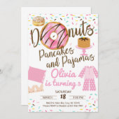 Donuts, pannenkoeken en pyjama's, "sleepover"-uitn kaart (Voorkant / Achterkant)