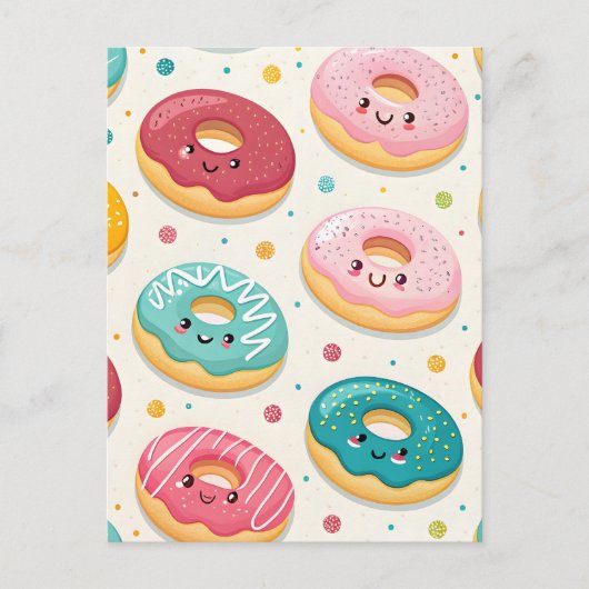 Donuts Patroon Briefkaart (Voorkant)
