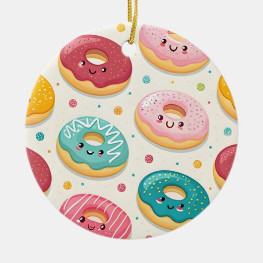 Donuts Patroon Keramisch Ornament (Voorkant)