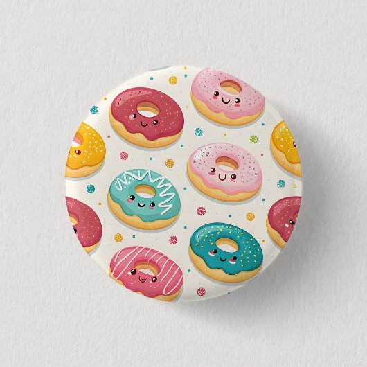 Donuts Patroon Ronde Button 3,2 Cm (Voorkant)