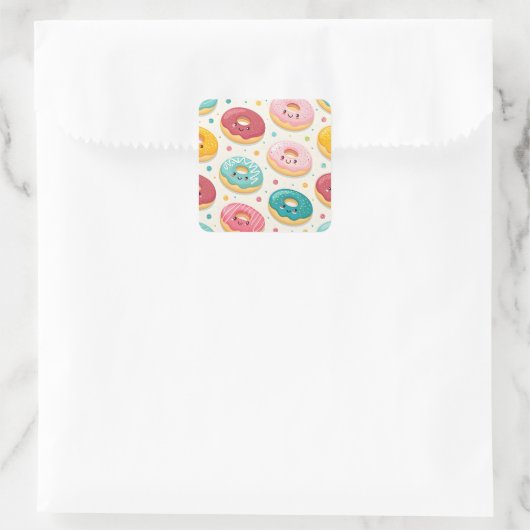 Donuts Patroon Vierkante Sticker (Tas)