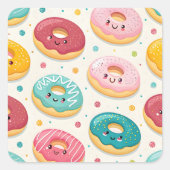 Donuts Patroon Vierkante Sticker (Voorkant)