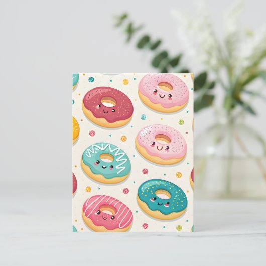 Donuts Pattern Briefkaart (Staand voorkant)