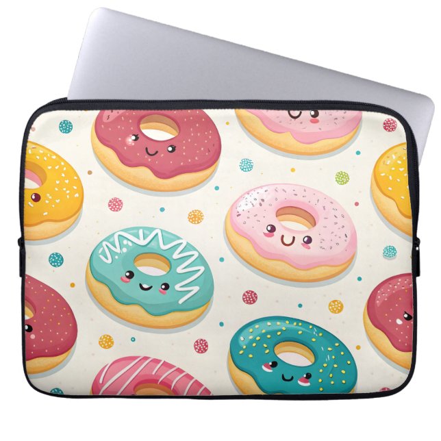 Donuts Pattern Laptop Sleeve (Voorkant)