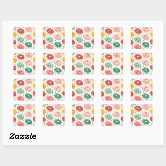Donuts Pattern Vierkante Sticker (Vel)