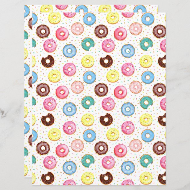 Donuts plakboek papier (Voorkant / Achterkant)