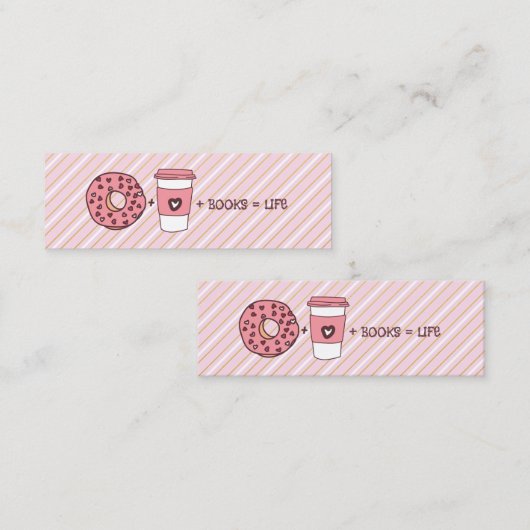 Donuts plus Coffee plus Books Equal Life Bladwijze Mini Visitekaartje (Voorkant / Achterkant)