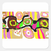 Donuts pret vierkante sticker (Voorkant)