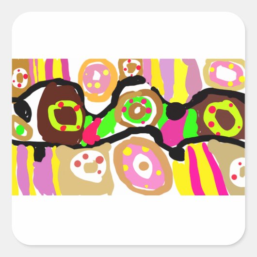 Donuts pret vierkante sticker (Voorkant)