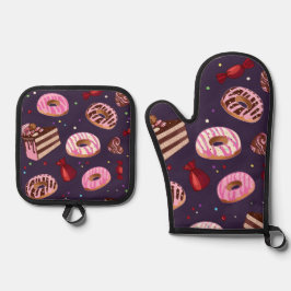 Donuts Print Ovenwant & Pannenlap Set