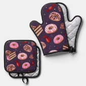 Donuts Print Ovenwant & Pannenlap Set (Voorkant / Achterkant)