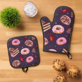 Donuts Print Ovenwant & Pannenlap Set (Top down)