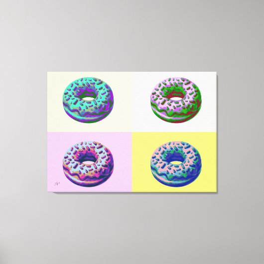 Donuts Retro Stijl Pop Art Canvas Afdruk (Voorkant)