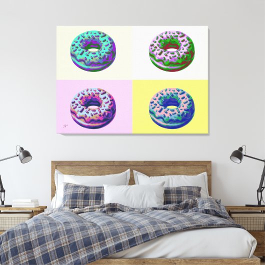 Donuts Retro Style Pop Art Canvas Afdruk (Insitu (Slaapkamer))