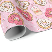 Donuts Retro Valentijns Verpakkings Papier (Rol Hoek)