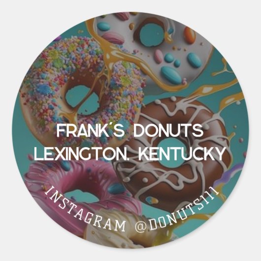 Donuts Ronde Sticker (Voorkant)