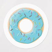 Donuts roze blauw en beten crème 3x set labels (Design 1)