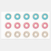 Donuts roze blauw en beten crème 3x set labels (Vel)