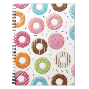 Donuts roze blauw en hapjes chocolade patroon notitieboek