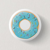 Donuts roze blauw en hapjes chocolade patroon ronde button 3,2 cm (Voorkant)