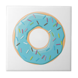 Donuts roze blauw en hapjes chocolade patroon tegeltje