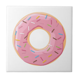 Donuts roze blauw en hapjes chocolade patroon tegeltje