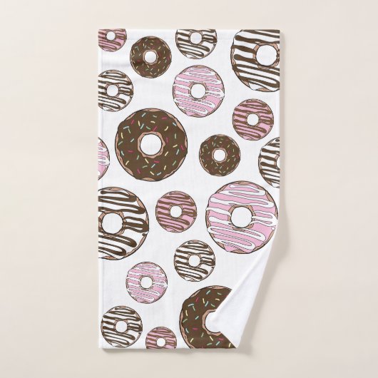 Donuts, roze donuts, bruine donuts bad handdoek (Handdoek)