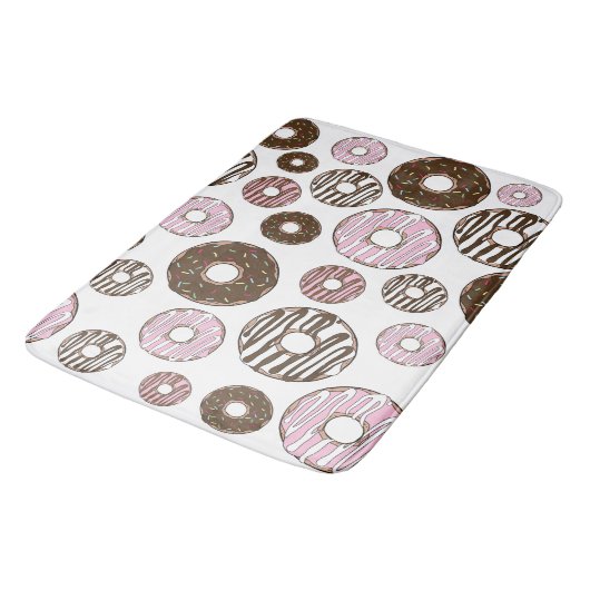 Donuts, roze donuts, bruine donuts badmat (Gekanteld)